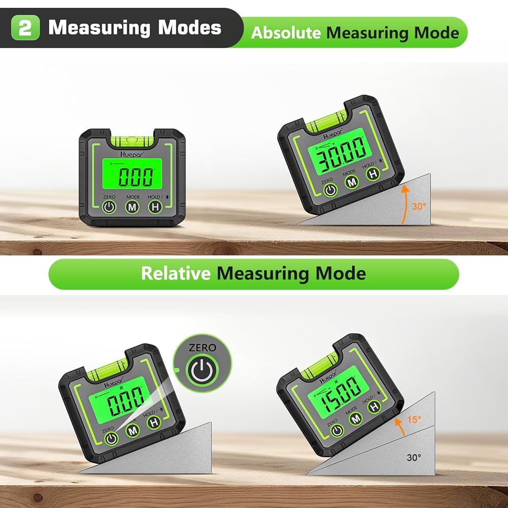 Huepar Digital Level Angle Gauge Mini Angle Finder Level Box